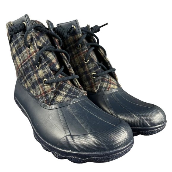 Sperry Syren Gulf Navy Plaid Wool Duck Boots Women's Sizes 6 - 6.5 M - Picture 4 of 9